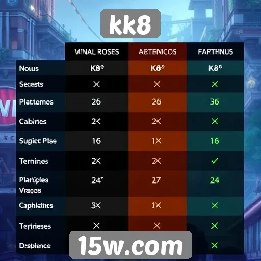Comparação entre kk8 e outras plataformas de jogos